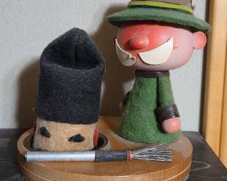 Vintage German Incense Smoker Figurine with Brush