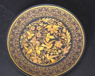Damascene Decorative Plate with Birds and Foliage