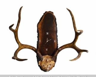 Elk Antler and Walnut Live Edge Wall Clock fourth image