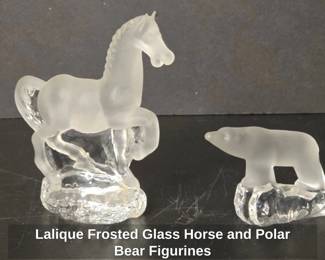 Lalique Frosted Glass Horse and Polar Bear Figurines