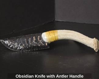 Obsidian Knife with Antler Handle second image