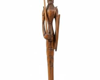 Don Quixote Wooden Figurine with Spear and Shield