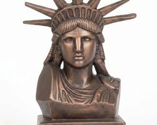 Statue of Liberty Bust Coin Bank, Cast Metal