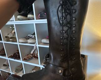 Milwaukee Leather Women's Black Leather Harness Motorcycle Boots