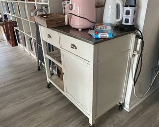 Crosley White Stainless Steel Top Kitchen Cart