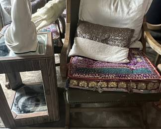 Vintage Accent Chair with Decorative Pillows