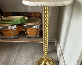 Vintage Twisted Column Marble Top Pedestal Table