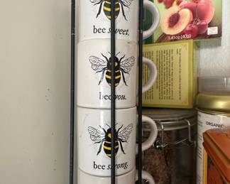 Certified International Bee Sweet Stackable Mugs with Stand