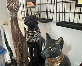 Set of 3 Egyptian Revival Cat Statues (Bastet)
