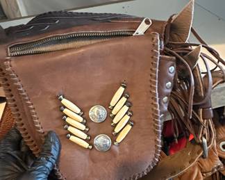American Darling Leather Pouch with Coin and Bead Embellishments