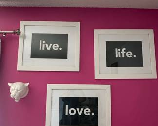 Live, Love, Life Framed Prints (Set of 3)