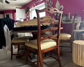 Round Pedestal Dining Table with Four Ladder Back Chairs
