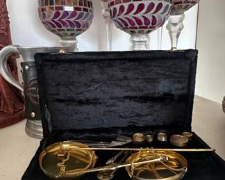 Brass Apothecary Scale with Weights in Case