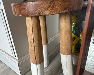 Dip-Dyed Rustic Wooden Stool