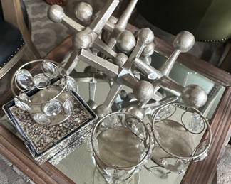 Oversized Jaxon Game Piece and Crystal Candle Holder Set