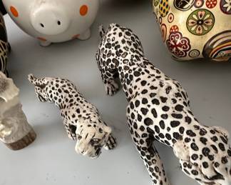 Vintage Ceramiche Boxer "Snow Leopard" Figurine Set