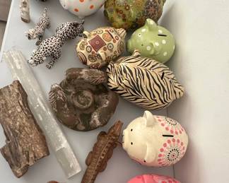Assorted Decorative Piggy Banks and Animal Figurines