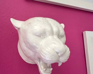 White Ceramic Panther Head Wall Mount by Ceramiche Boxer