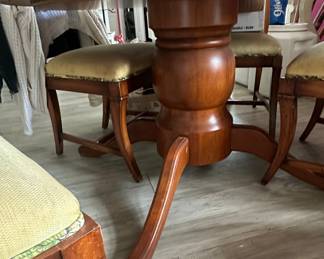 Round Pedestal Dining Table with Four Ladder Back Chairs