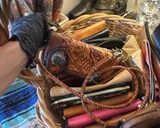 Hand Tooled Leather Clutch/Wallet with Fish/Dragon Motif