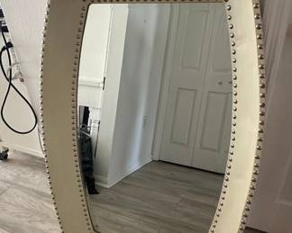 Studded Upholstered Mirror