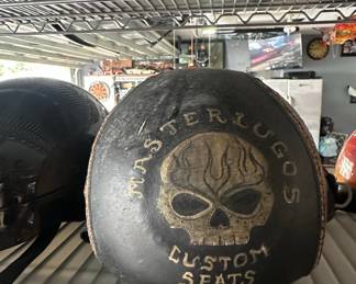 Master Lugs Custom Seats Motorcycle Seat Pad with Skull and Flame Motif