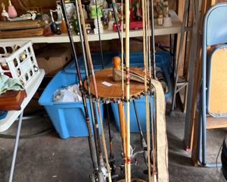 Fishing poles - some with reels