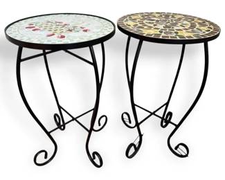 Two Floral Outdoor Accent Tables