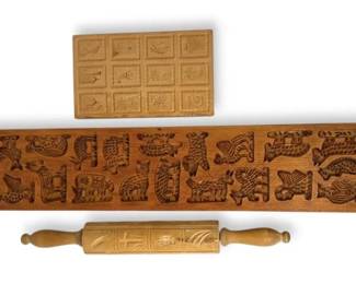 Wooden Candy Cookie Molds  Embossed Rolling Pin