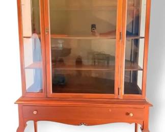 Cherry Wood Display Hutch With Light