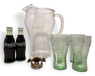 Vintage CocaCola Pitcher, Glasses  Bottle Opener