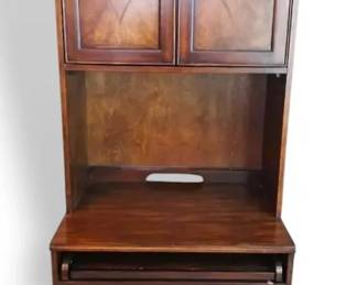 Faux Wood Computer Cabinet With Faux Wood Inlay Design