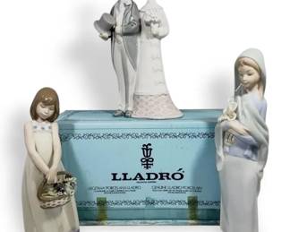 Lladro Girl With Calla Lillies, Floral Treasures,and  Bride and Groom Figurines