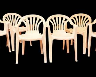 Set Of 6 White Plastic Lawn Chairs