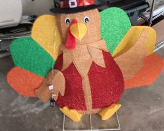 Light-Up Tinsel Thanksgiving Turkey Decoration