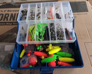 Assorted Fishing Lures and Tackle Box
