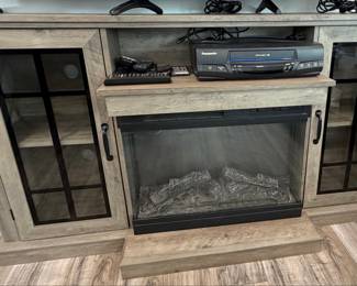 AMERLIFE 59" Farmhouse Electric Fireplace TV Stand with 3-Sided Glass