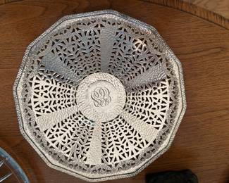 1920’s Reticulated Silver Plate Appetizer Server 10,75” dia $18