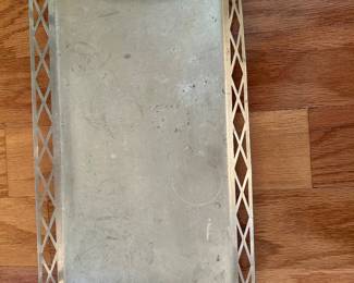 Polished Aluminum Serving Tray with Gallery and Arched Handles 16”x8” $12