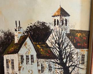 ‘Old School House’ ca 1968 Oil on Canvas by Hirsch Image size 20”x16” $225