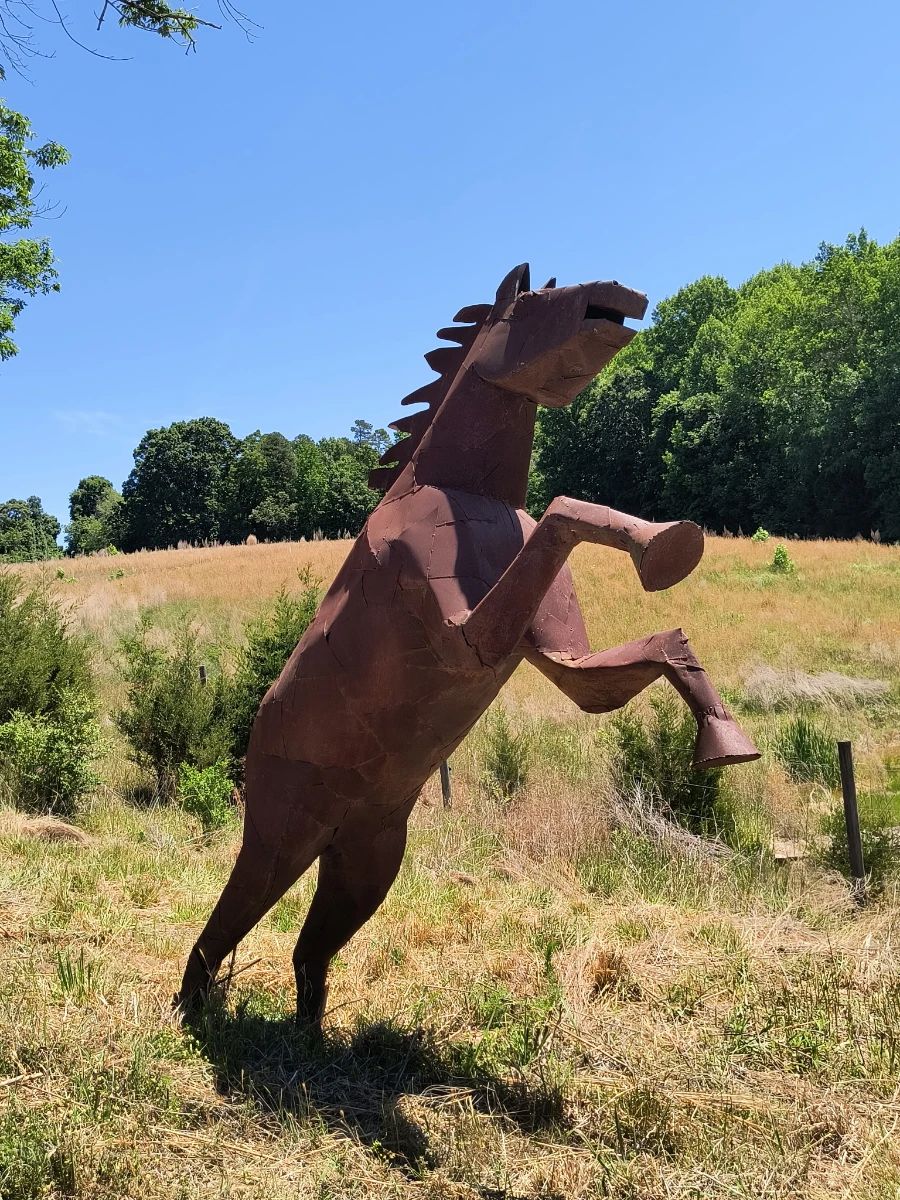 9' metal horse statue