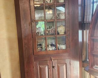 12 glass pane corner cabinet