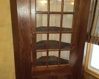 12 glass pane corner cupboard