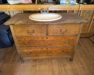 Oak dresser / sink basin