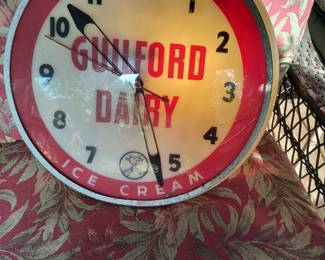 Guilford dairy lighted clock - rare