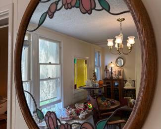 STAINED GLASS OVAL MIRROR