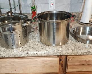 Stainless Steel Cookware Bundle Include: triple stack steamer/saucepot set medium pot with lid any remaining smaller cookware Price: $40
