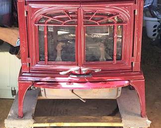 Lopi Leyden Arbor Cast Iron Wood Stove – Firerun Red Enamel – Top Load -Excellent Condition $3400 obo