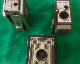 Kodak Brownie 8mm movie camera, Kodak Brownie Junior, and Bell & Howell 8mm movie camera 