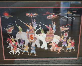 This is a needlework of silk threads of fine detail on silk,